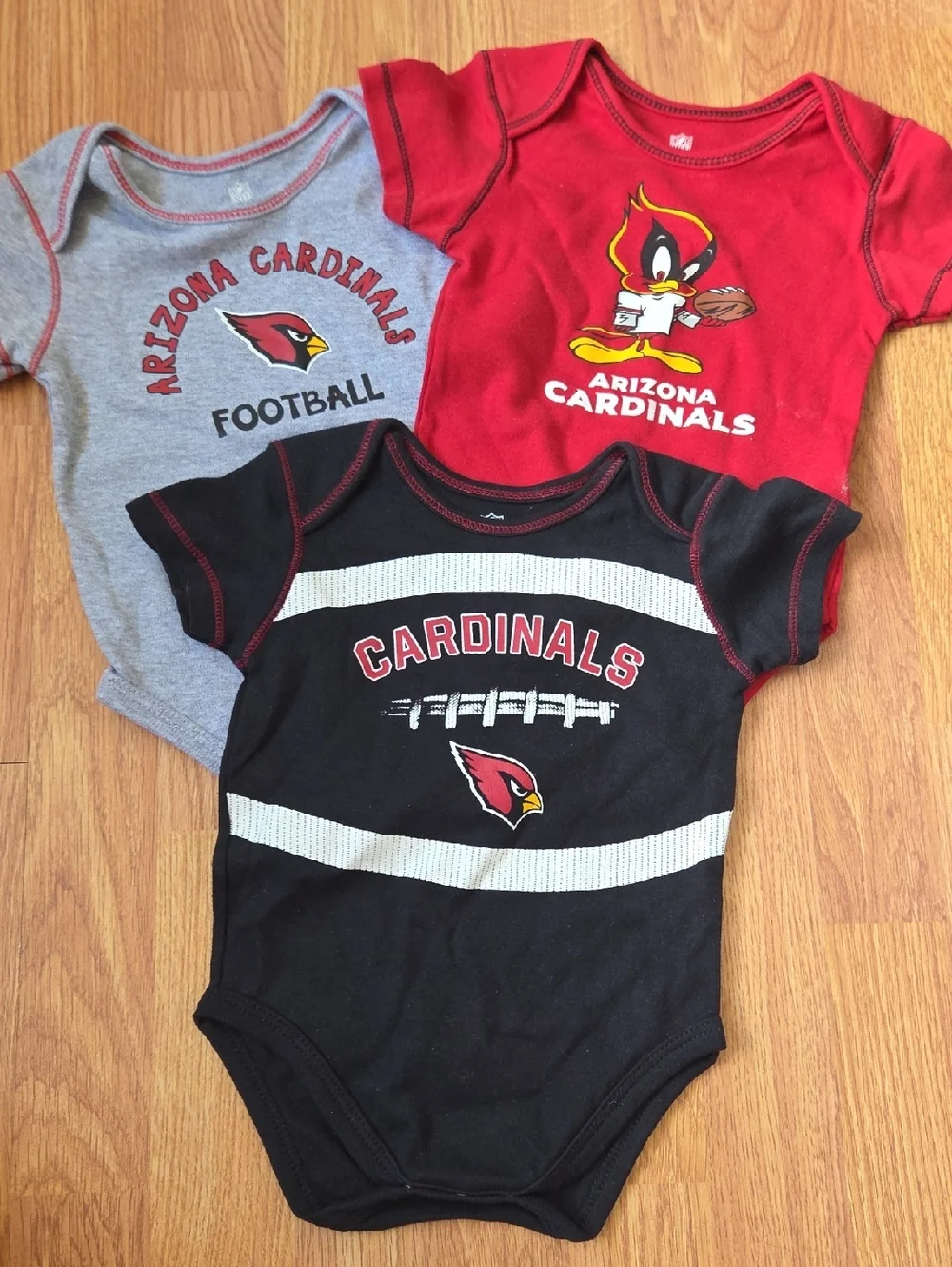 Arizona Cardinals Baby 12M Tshirt Bodysuit NFL Football 3pc NEW Team Logo Red